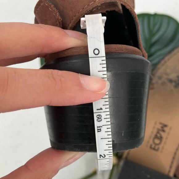 M4d3 Brown Silver Black Studded Leather Buckle Block Heel Alexa Bootie Boot Shoe - Picture 10 of 13